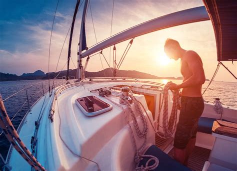 Yacht stock photo. Image of ocean, winch, nautical, nature - 80146928