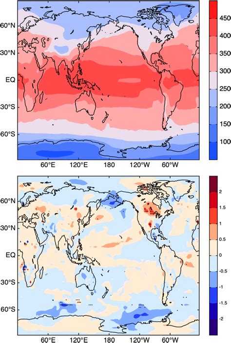 The annual mean spatial distribution of the downward longwave radiation ... 