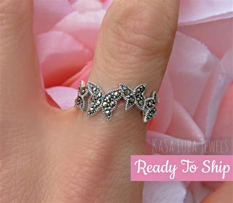 Sterling Silver Marcasite Butterfly Ring Solid Silver | Etsy