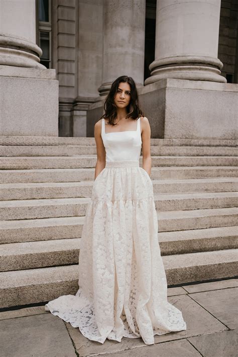CLARA | Bias Satin Wedding Dress with Square Neck — UNBRIDLED STUDIO