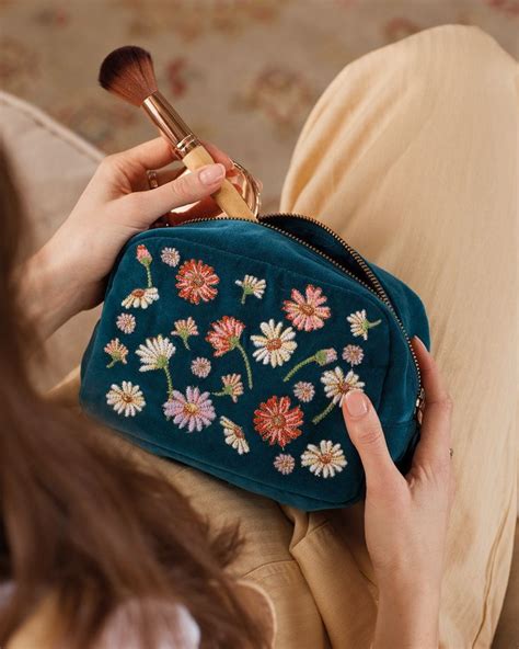 wildflower teal cosmetics bag cuezdanlar canta kece canta