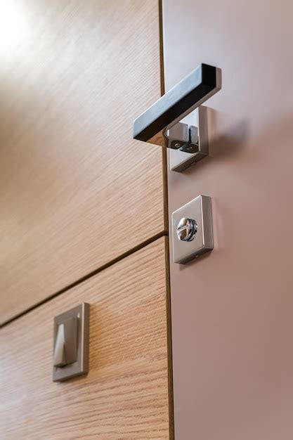 Premium Photo | Interior doors handle black lock on the front