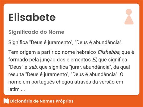 Elisabete Significado Do Nome - Significado do nome Elisabete - Dicionário de Nomes Próprios