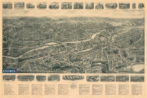 Ansonia, Connecticut in 1921: Old map of Ansonia in the early 20th century