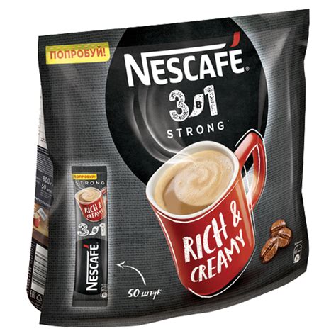 Кофе растворимый NESCAFE (Нескафе) "3 в 1 Крепкий", 14,5 г, пакетик ...