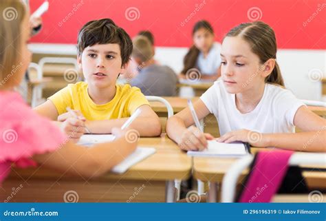 Kids doing group task stock image. Image of lesson, class - 296196319