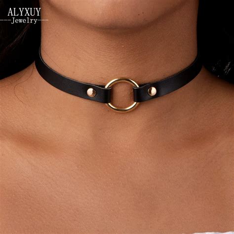 fashion jewelry black leather  choker necklace   choker