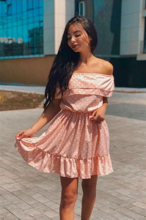 Нежно розовое платье в белый горошек - 1232 - JK-Fashion