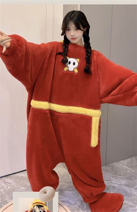 Monkey D. Luffy Kigurumi Onesie Cartoon One Piece Thickened Coral