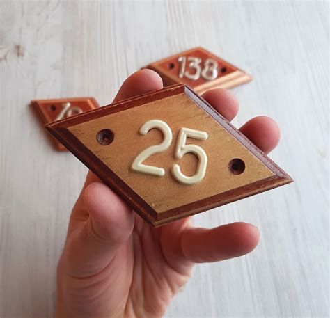 Wooden rhomb address number plate 25 - Soviet apartment door - Inspire ...