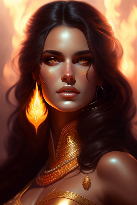 Lexica - Beautiful portrait of a fire goddess, perfect stylish wavy