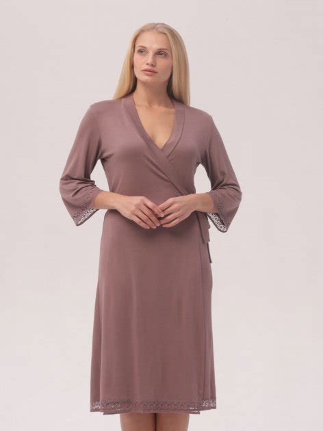Халат женский большого размера Roksana 1365-60868 2XL Однотоный кофе ...