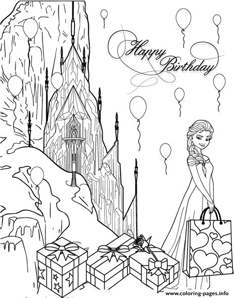 Elsa Birthday Party At Ice Castle Disney Coloring page Printable