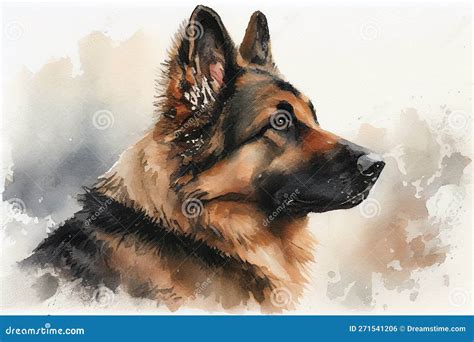 Shepherd Dog Drawing with Bit of Watercolour Stock Illustration ...