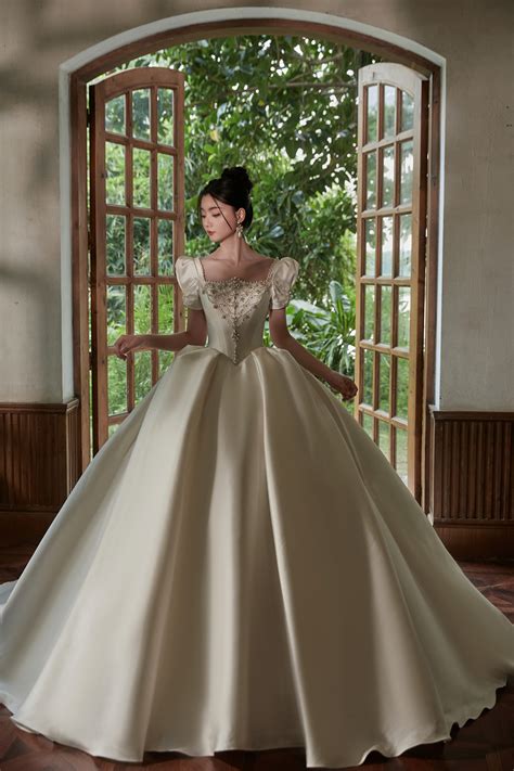 Create an exquisite satin beaded bridal gown for your boutique