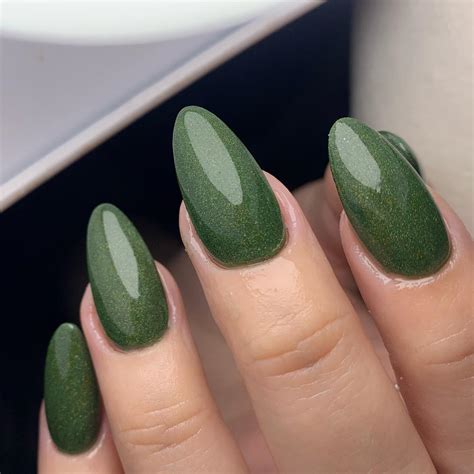 Sheer Olive Green Almond - sheer olive green almond nails