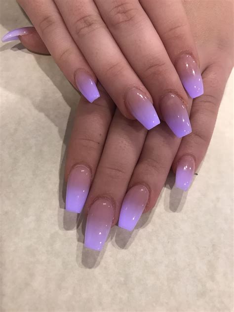 Acrylic Nail Designs Ombre Light Purple Coffin - Tips Color Short