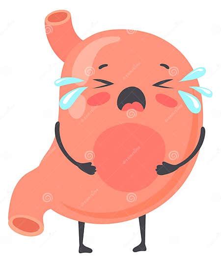 Mascota De Estómago Llorando. Personaje Con Problemas De Digestión De ...