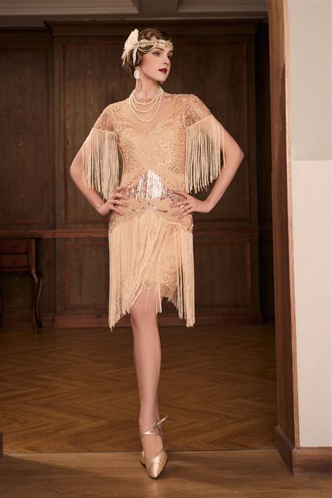 Shop 1920s Dresses - Flapper Fringed Sleeves Dress | BABEYOND | Moda ...