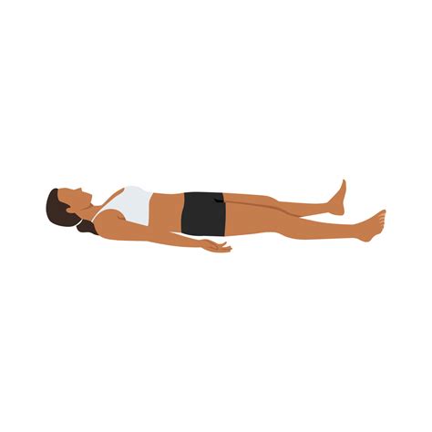 Woman doing Shavasana or Corpse Pose. Yoga Practice exercise. Flat
