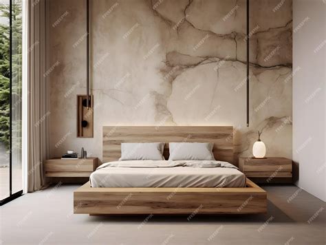 Premium Photo | Modern wooden bedroom with wooden furniture