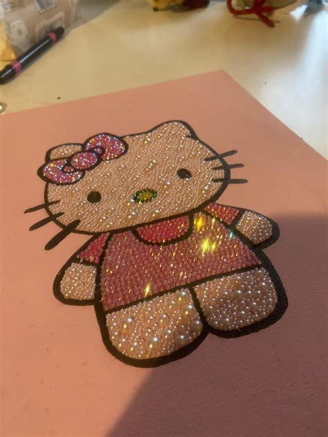 Bedazzled Hello Kitty Painting Hello Kitty Wall Decor Jewelry Painting