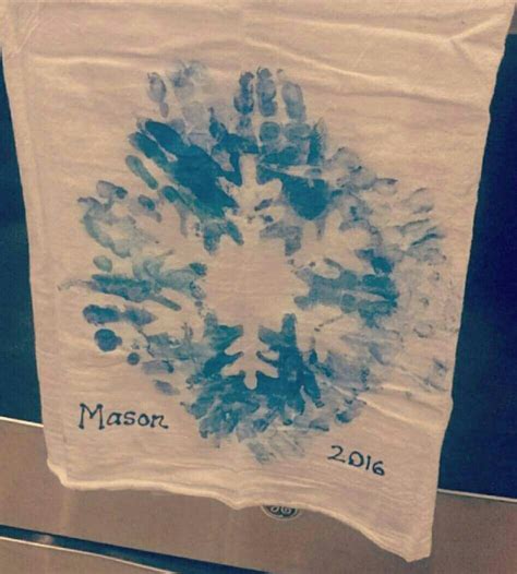 snowflake handprints dish towel #handprints #Christmas #snowflake ...