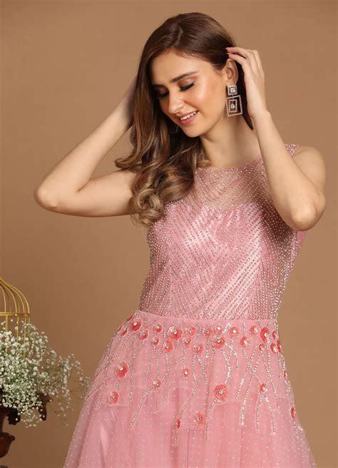Buy Princessy Pink Gown Online in India @Mohey - Indo western dress for