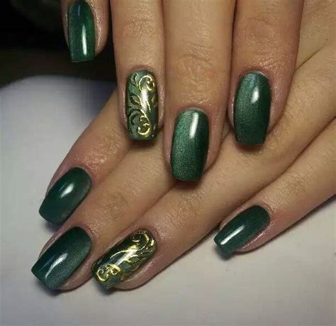 Великолепный вариант маникюра для вечернего выхода. | Green nails ...