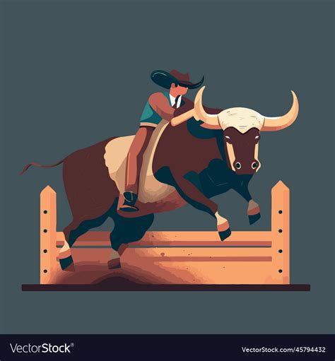 Bull riding cowboy Royalty Free Vector Image - VectorStock