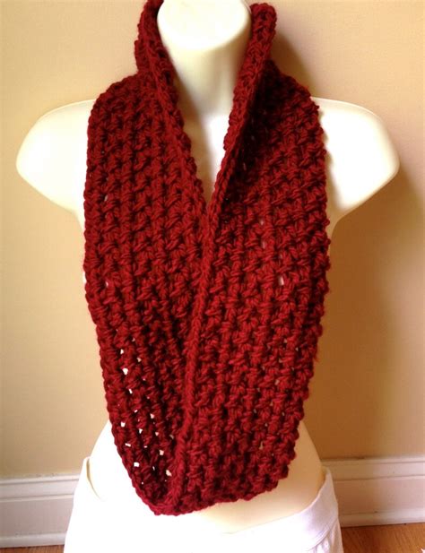 Red Crochet Scarf Infinity Scarf Cowl Pick Color Rose | Etsy