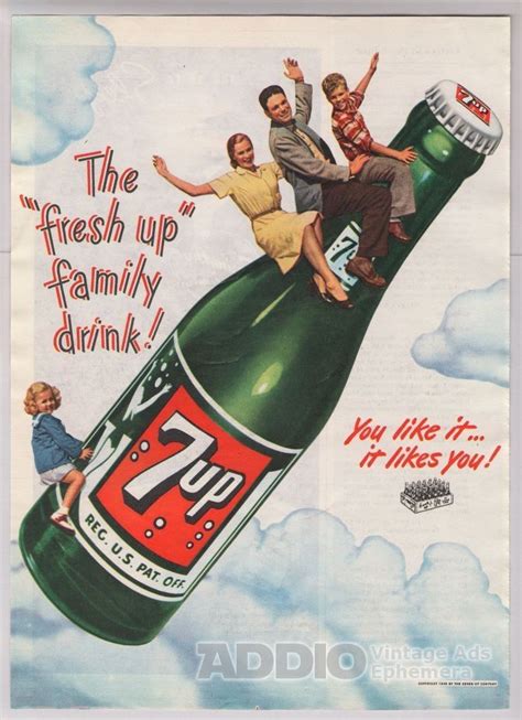 1948 7up Family Rides 7-Up Bottle in Cloud Soft Drink Soda Pop Print Ad ...