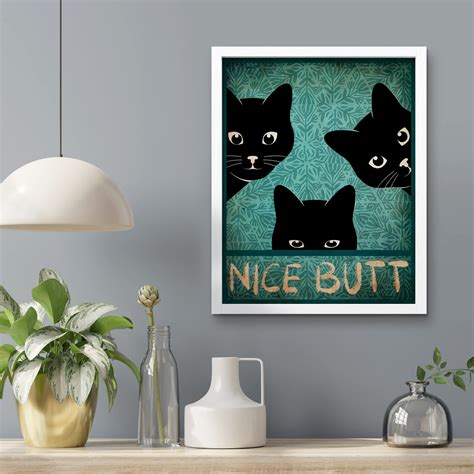 SIGNLEADER " Nice Butt Bathroom Decor Sneaky Black Cats Peeking " on