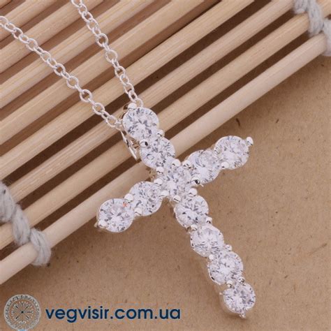 Кулон Подвеска Крест Крестик Тиффани Tiffany Кристаллы Камни ...