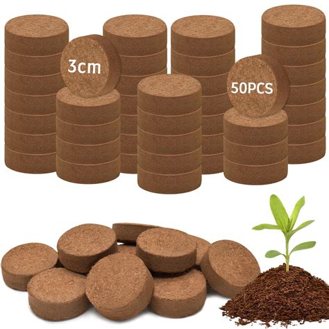 Halatool 20pcs 30mm Organic Coconut Coir Pellets Soil for Seed Starter
