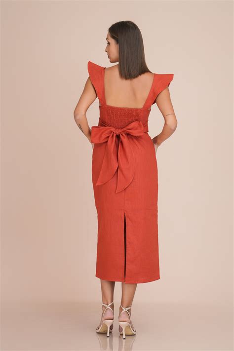 Aaliyah Midi linen Dress – Ysanne