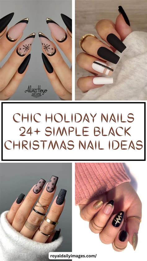 "24+ Elegant Black Christmas Nail Designs for Chic Holiday Looks ...