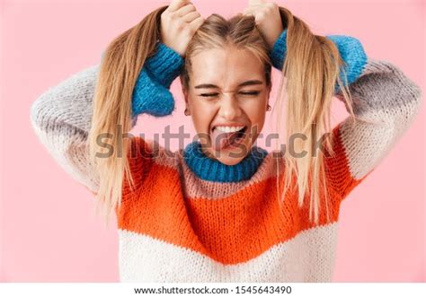 Portrait Funny Young Blonde Girl Wearing Stock Photo 1545643490 ...