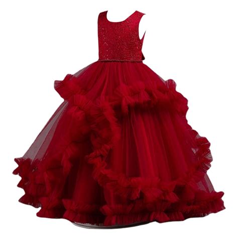 Girls Princess Gown Performance Girls Sleeveless Tulle Ball Gown Dress