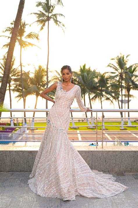 Light peach bridal gown
