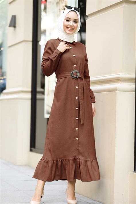 Dark Terra Cotta Hijab Dress 456KKRMT - Neva-style.com