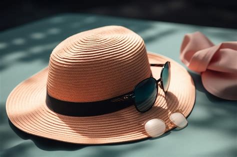 premium photo summer hat  sunglasses