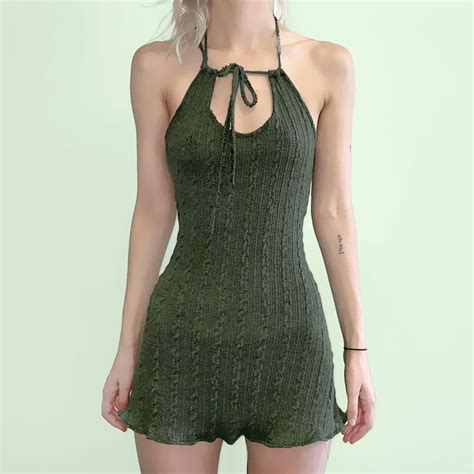 fairycore fairy grunge green knitted mini dress aesthetic clothes