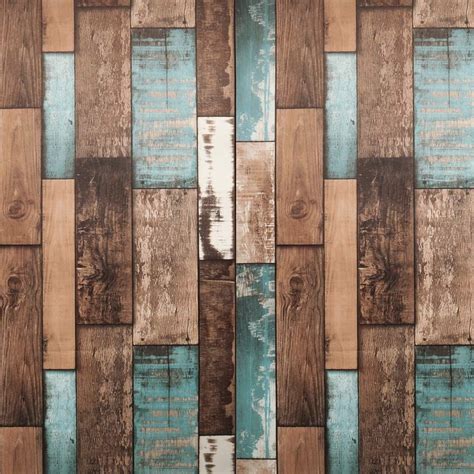 Reclaimed Wood Wallpaper Peel And Stick / NuWallpaper 30.75 sq. ft. Reclaimed Wood Plank Natural ...