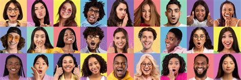 Beautiful Young Multicultural People Showing Diverse Emotions, Set of ...