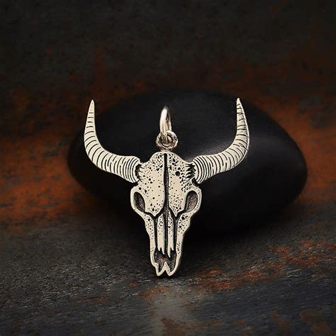 Sterling Silver Flat Cow Skull Pendant