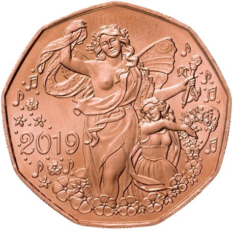 Монета Австрия 5 евро 2019 "Новый год" стоимостью 1650 руб.