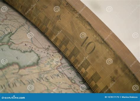 Old Style World Globe Close Up. Antique Big World Globe with Scale ...