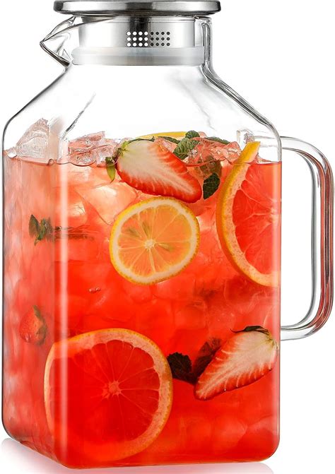 amazoncom  gallon square glass pitcher  lid  spout water