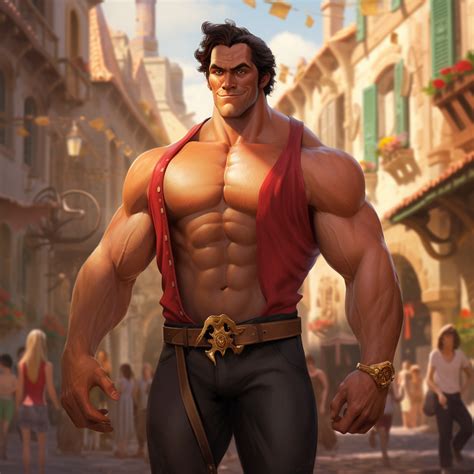 Gaston walking in the village by mkewx on DeviantArt